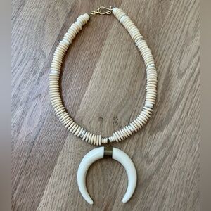 Puka Shell Bead Necklace with Horn Charm